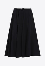 A-line Pleated Midi Skirt