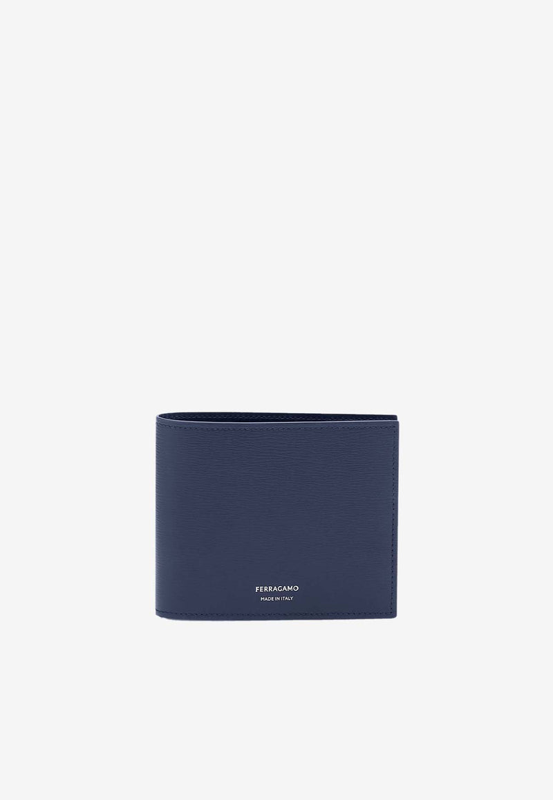 Salvatore Ferragamo Logo Bi-Fold Leather Wallet Midnight Blue 661328 FLORENCE 775364 MIDNIGHT