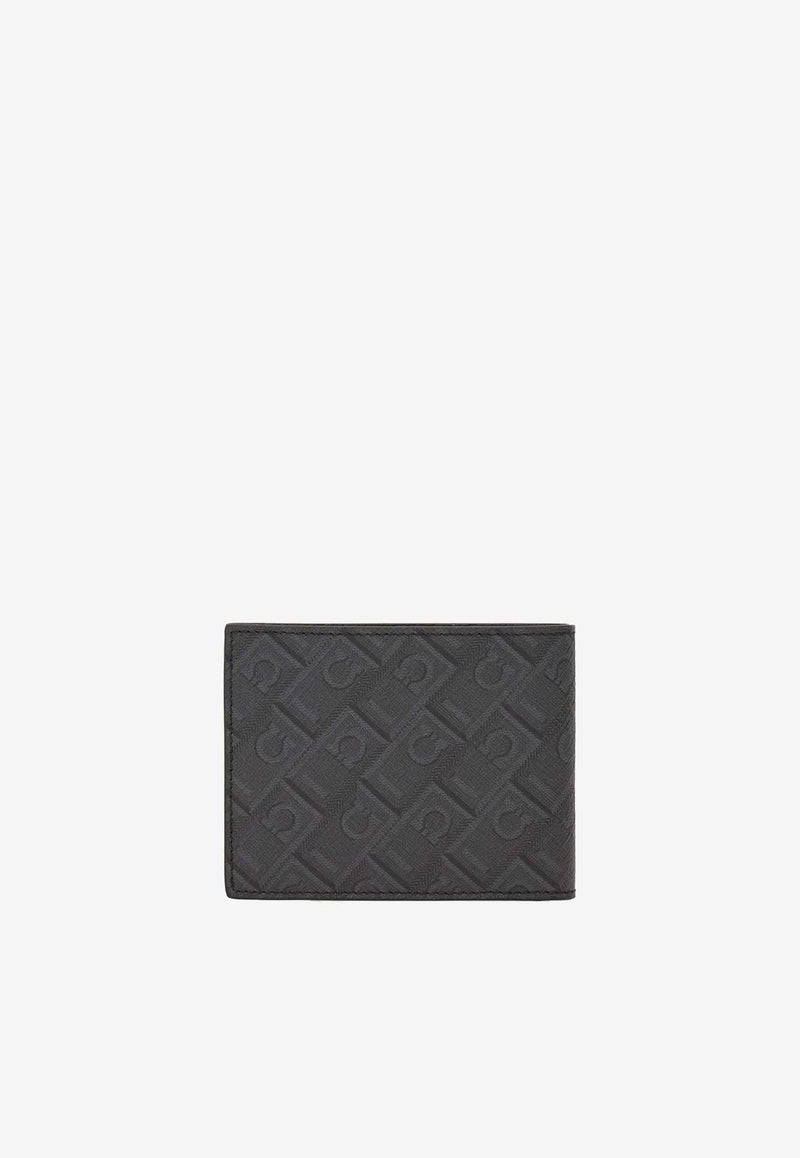 Salvatore Ferragamo Logo Monogram Bi-Fold Wallet Black 661550 MONOGRAM 780328 NERO/GRIGIO