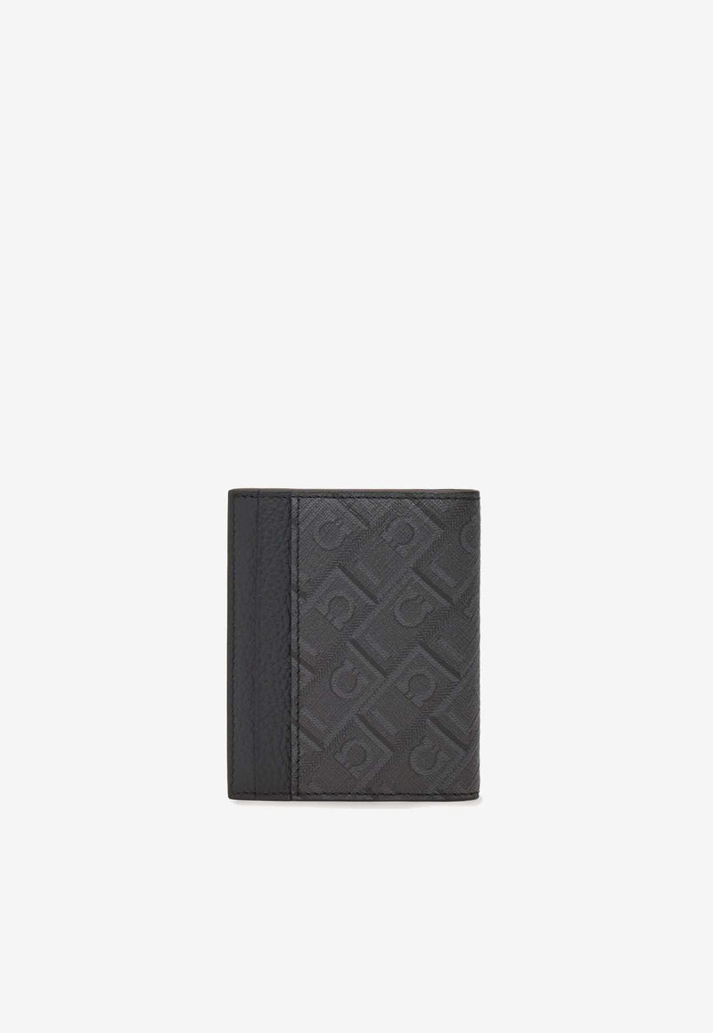 Salvatore Ferragamo Logo Monogram Bi-Fold Cardholder Black 661586 MONOGRAM 780333 NERO/GRIGIO