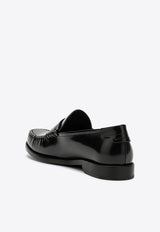 Saint Laurent Cassandre Leather Penny Loafers Black 670232AAA7R/Q_YSL-1000