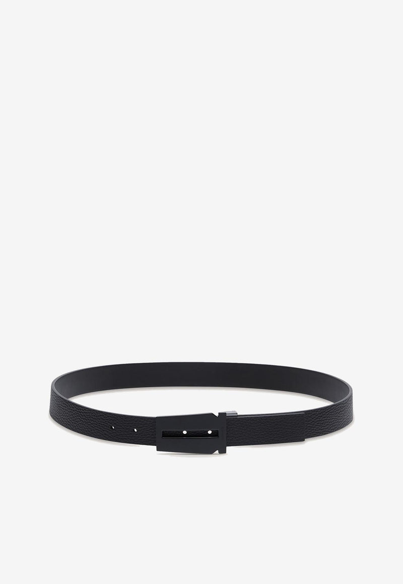 Salvatore Ferragamo Reversible Gancini Leather Belt 670250 DOUBLE ADJUS 764830 NERO Black