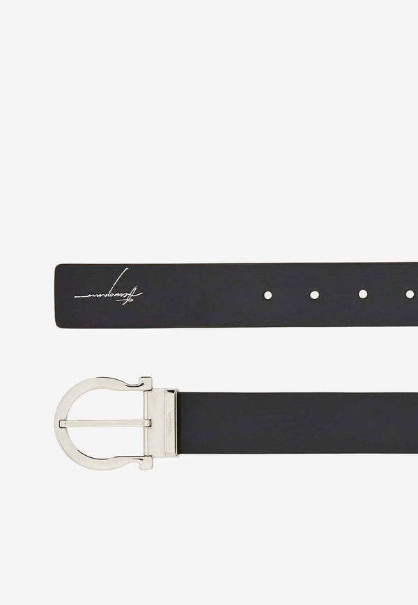 Salvatore Ferragamo Gancini-Buckle Reversible Leather Belt Black 670387 DOUBLE ADJUS 776585 NERO