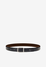 Salvatore Ferragamo Gancini-Buckle Reversible Leather Belt Black 670387 DOUBLE ADJUS 776585 NERO