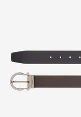 Salvatore Ferragamo Gancini-Buckle Reversible Leather Belt Brown 679781 DOUBLE ADJUS 776320 T MORO