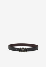 Salvatore Ferragamo Gancini Reversible Leather Belt Black 67A254 DOUBLE ADJUS 780269 NERO