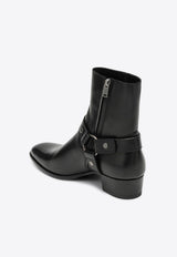 Saint Laurent Wyatt Harness Calf Leather Ankle Boots Black 6813311YL00/P_YSL-1000