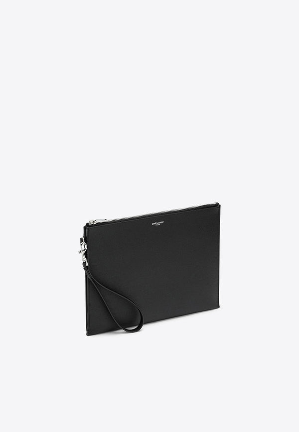 Saint Laurent Logo Zipped Pouch Bag Black 683865BTY0N/O_YSL-1000