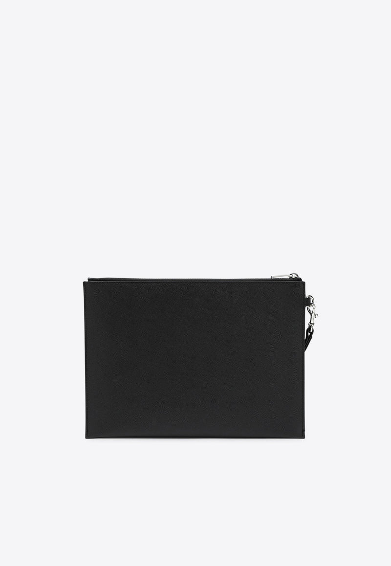 Saint Laurent Logo Stamped Leather Pouch Bag Black 683865BTY0N/Q_YSL-1000