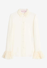 Valentino Ruffled Georgette Shirt Ivory 6B3AB7321MH A03