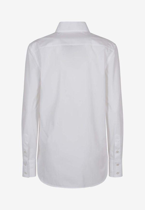 Valentino Long-Sleeved Popeline Shirt Optic White 6B3AB7805A6 001