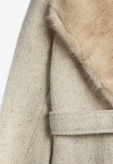 Valentino Fur-Collar Belted Wool Coat Latte 6B3CA7J090H R9L