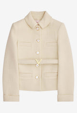 Valentino Wool-Blend Belted Jacket Ivory 6B3CE2Z690Y DC4