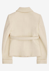 Valentino Wool-Blend Belted Jacket Ivory 6B3CE2Z690Y DC4