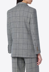 Valentino Houndstooth Double-Breasted Blazer Gray 6B3CE40090U/Q_VALE-0AN