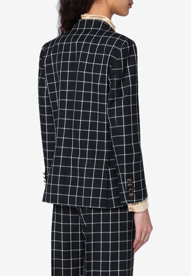 Valentino Single-Breasted Chequered Blazer Black 6B3CE41092W/Q_VALE-0NA