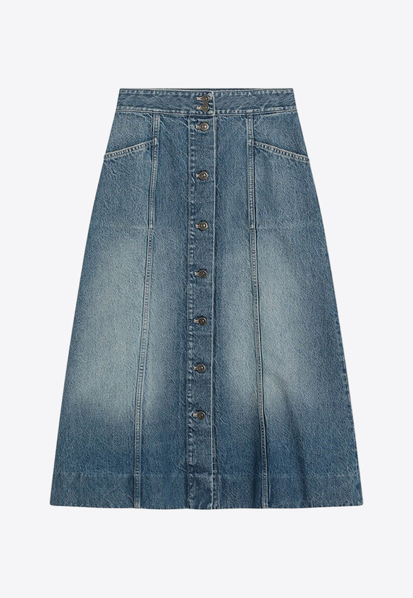 Valentino Washed Denim Midi Skirt Blue 6B3DD18Z94U/Q_VALE-558