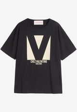 Valentino Chez Logo Print T-shirt Black 6B3MG24H95W 0NO