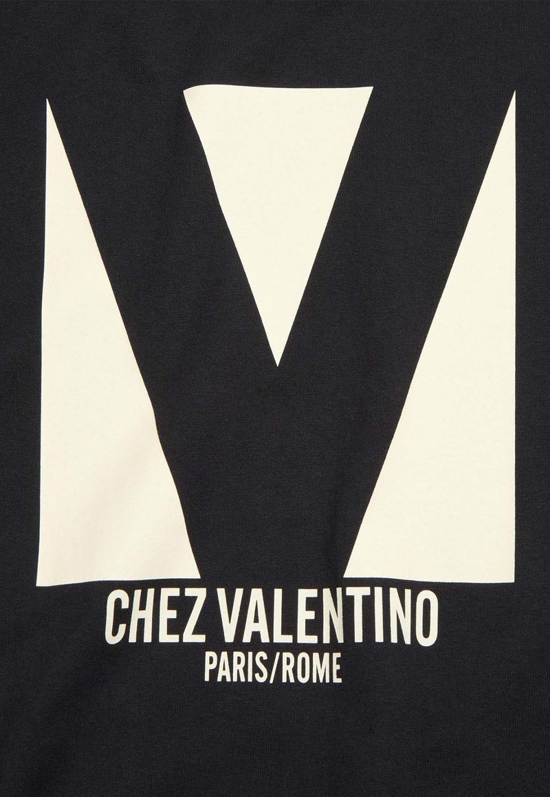 Valentino Chez Logo Print T-shirt Black 6B3MG24H95W 0NO