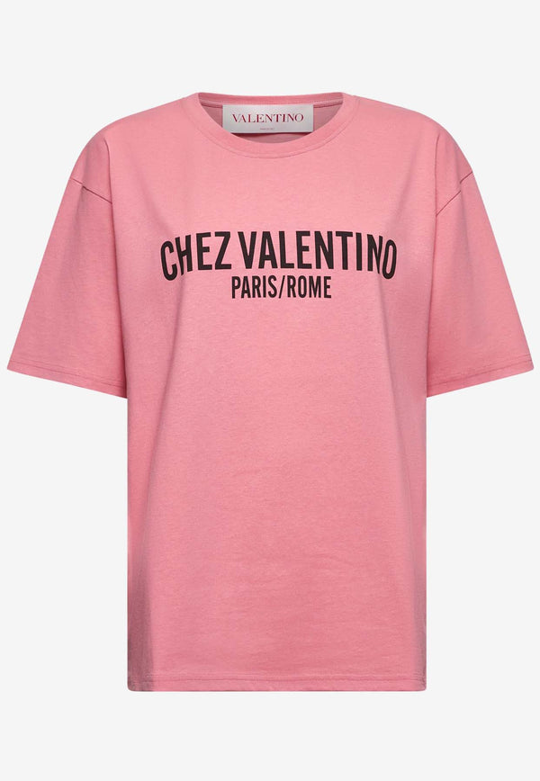 Valentino Chez Valentino Print Crewneck T-shirt Pink 6B3MG24Q95W 259