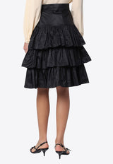 Valentino Taffeta Flounced Skirt Black 6B3RACH1917/Q_VALE-0NO