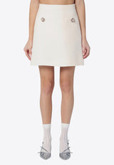 Valentino Crepe Couture A-line Mini Skirt Ivory 6B3RACH71CF/Q_VALE-A03