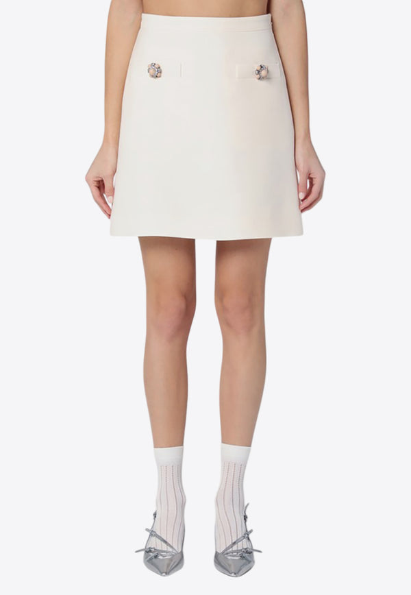 Valentino Crepe Couture A-line Mini Skirt Ivory 6B3RACH71CF/Q_VALE-A03