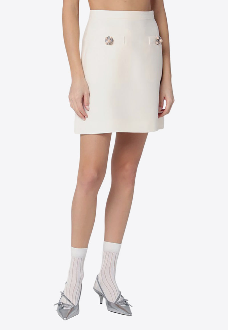 Valentino Crepe Couture A-line Mini Skirt Ivory 6B3RACH71CF/Q_VALE-A03