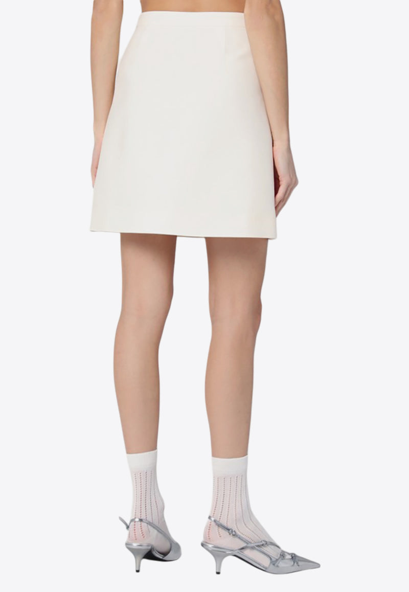 Valentino Crepe Couture A-line Mini Skirt Ivory 6B3RACH71CF/Q_VALE-A03