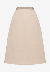 Valentino Tweed A-line Midi Skirt Beige 6B3RACJ690Y DC4