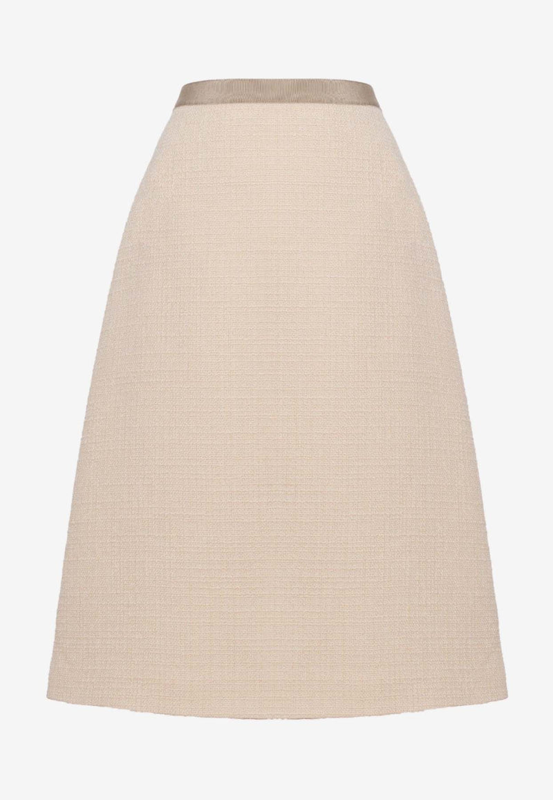 Valentino Tweed A-line Midi Skirt Beige 6B3RACJ690Y DC4