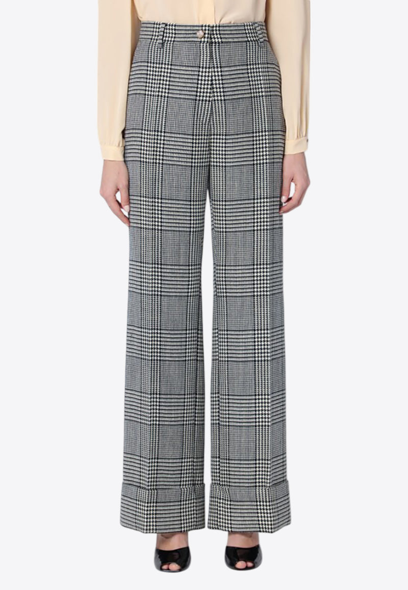 Valentino Prince Of Wales Wool Tailored Pants Gray 6B3RB66590U/Q_VALE-0AN