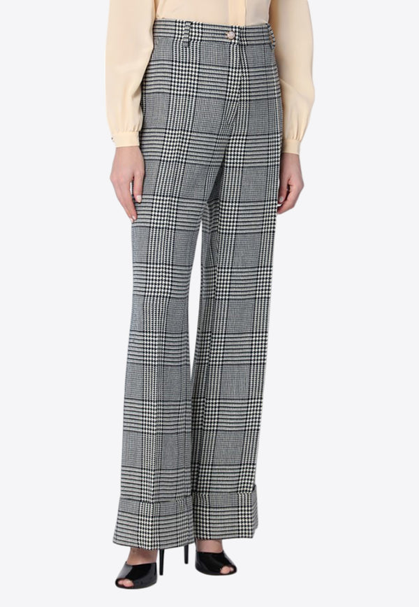 Valentino Prince Of Wales Wool Tailored Pants Gray 6B3RB66590U/Q_VALE-0AN