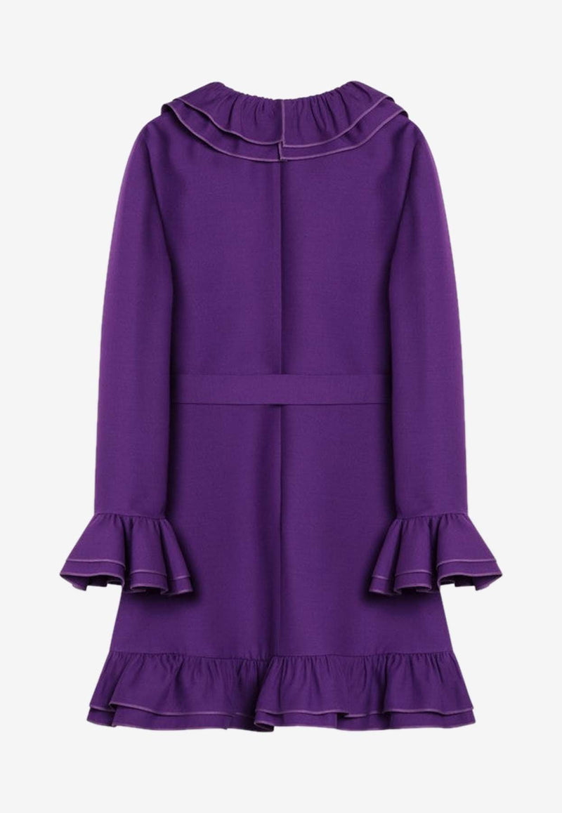 Valentino Wool-Blend Ruffled Mini Dress Purple 6B3VAES61CF/Q_VALE-R1B