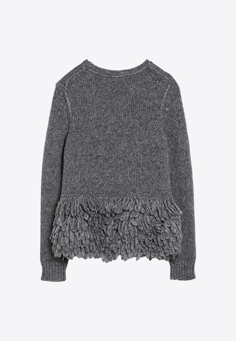 Stella McCartney Feather Peplum Knitted Wool Sweater Gray 6K08293S2510/P_STELL-1262