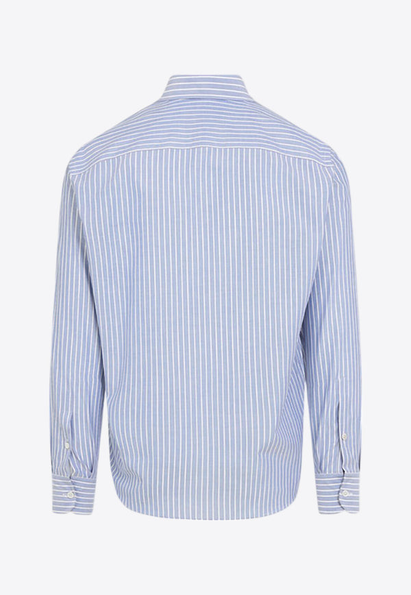 Valentino VLogo Striped Long-Sleeved Shirt Light Blue 6V3ABQ35AL0 PG8