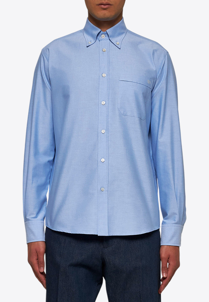 Valentino VLogo Long-Sleeved Shirt Light Blue 6V3ABQ35AL2 C43