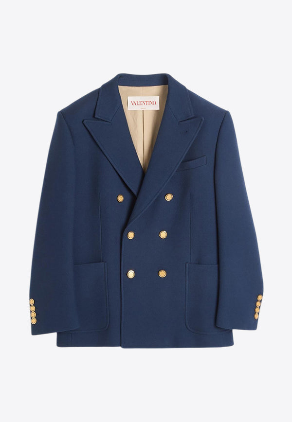 Valentino Double-Breasted Wool Blazer Navy 6V3CEH007PP D51