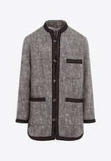 Valentino Herringbone Wool Coat Gray 6V3CIP65AMB N48