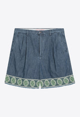 Valentino Bermuda Denim Shorts with Jacquard Hem Blue 6V3DD03TAL4/Q_VALE-558