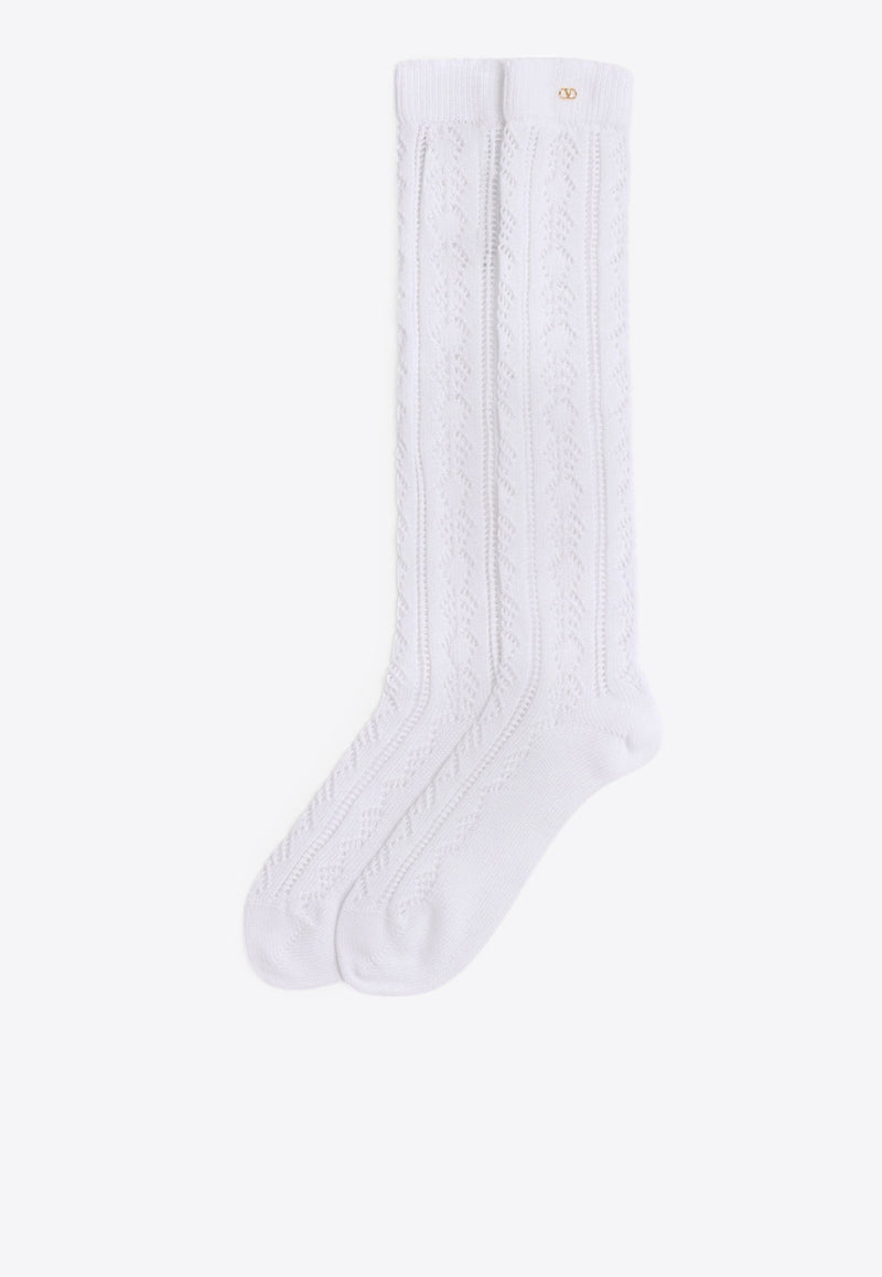 Valentino VLogo Perforated Socks White 6V3KI02FAS9 0BO