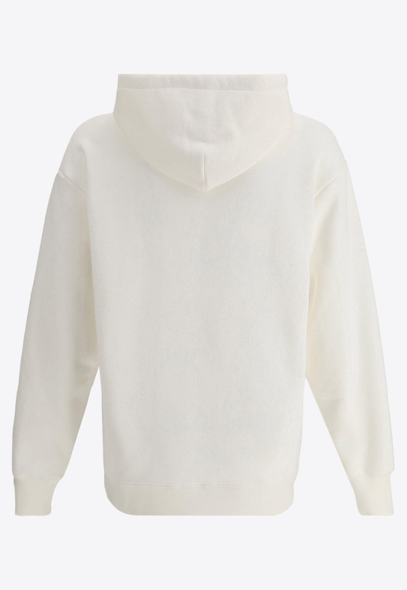 Valentino Chez Logo Print Drawstring Hoodie Ivory 6V3MF28NAQA A03