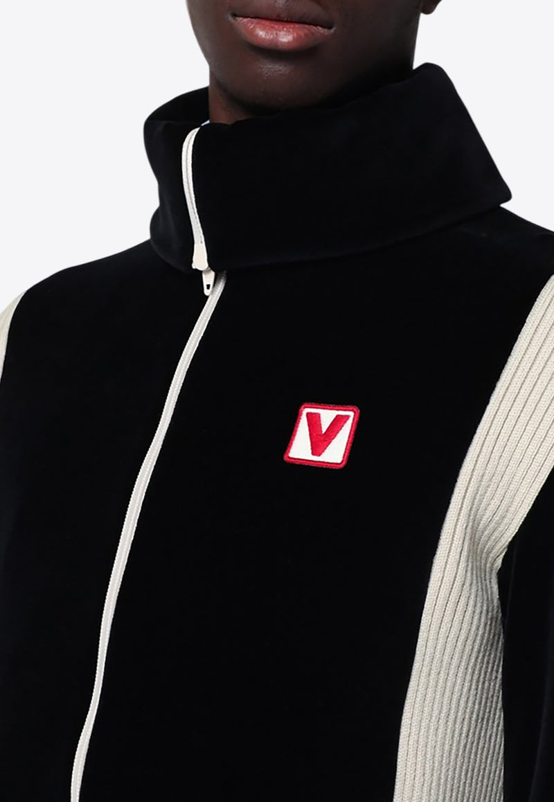 Valentino Chez Logo Patch Zip-Up Sweatshirt Black 6V3MF28VARA/Q_VALE-0NO