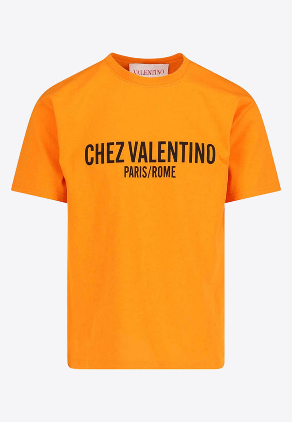 Valentino Chez Logo Print T-shirt Orange 6V3MG16PAPG 146