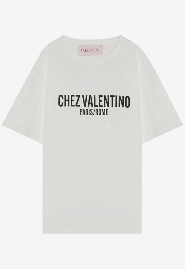 Valentino Logo-Print Crewneck T-shirt 6V3MG16PAPG/Q_VALE-A03