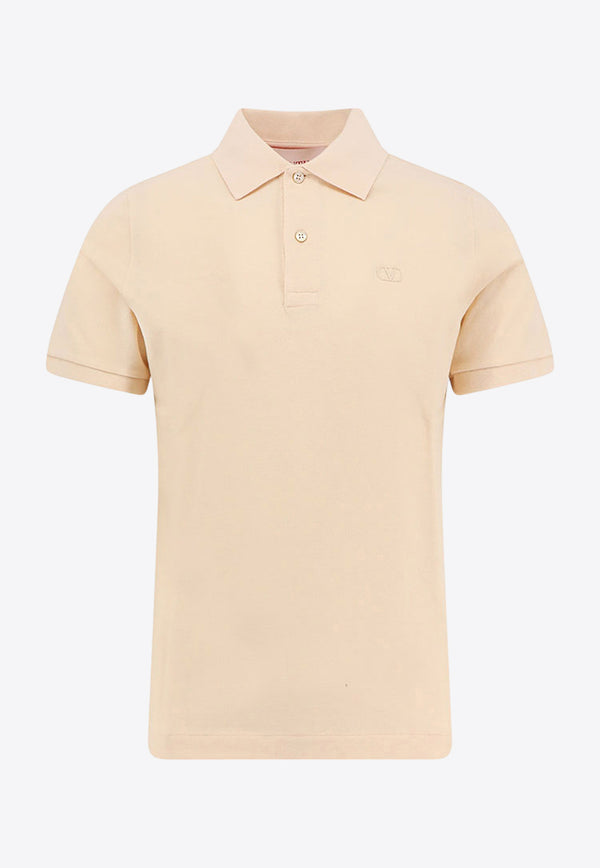 Valentino VLogo Short-Sleeved Polo T-shirt Beige 6V3MH03UAQ7 581