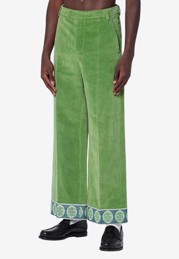 Valentino Jacquard Velvet Pants Green 6V3RBJ74AM2/Q_VALE-LR1