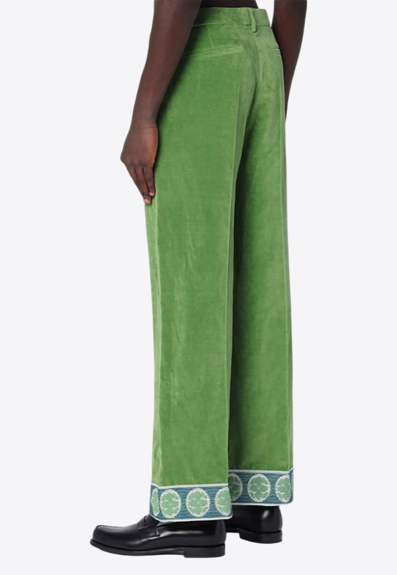 Valentino Jacquard Velvet Pants Green 6V3RBJ74AM2/Q_VALE-LR1