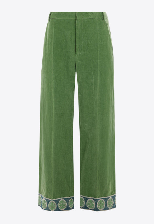 Valentino Velvet Straight Pants Green 6V3RBJ74AM2 LR1