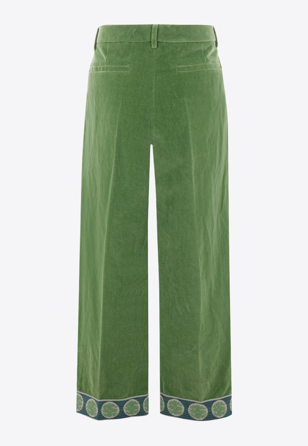 Valentino Velvet Straight Pants Green 6V3RBJ74AM2 LR1